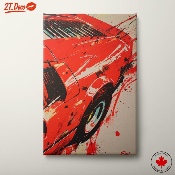 Dramatic Red Classic Car Art