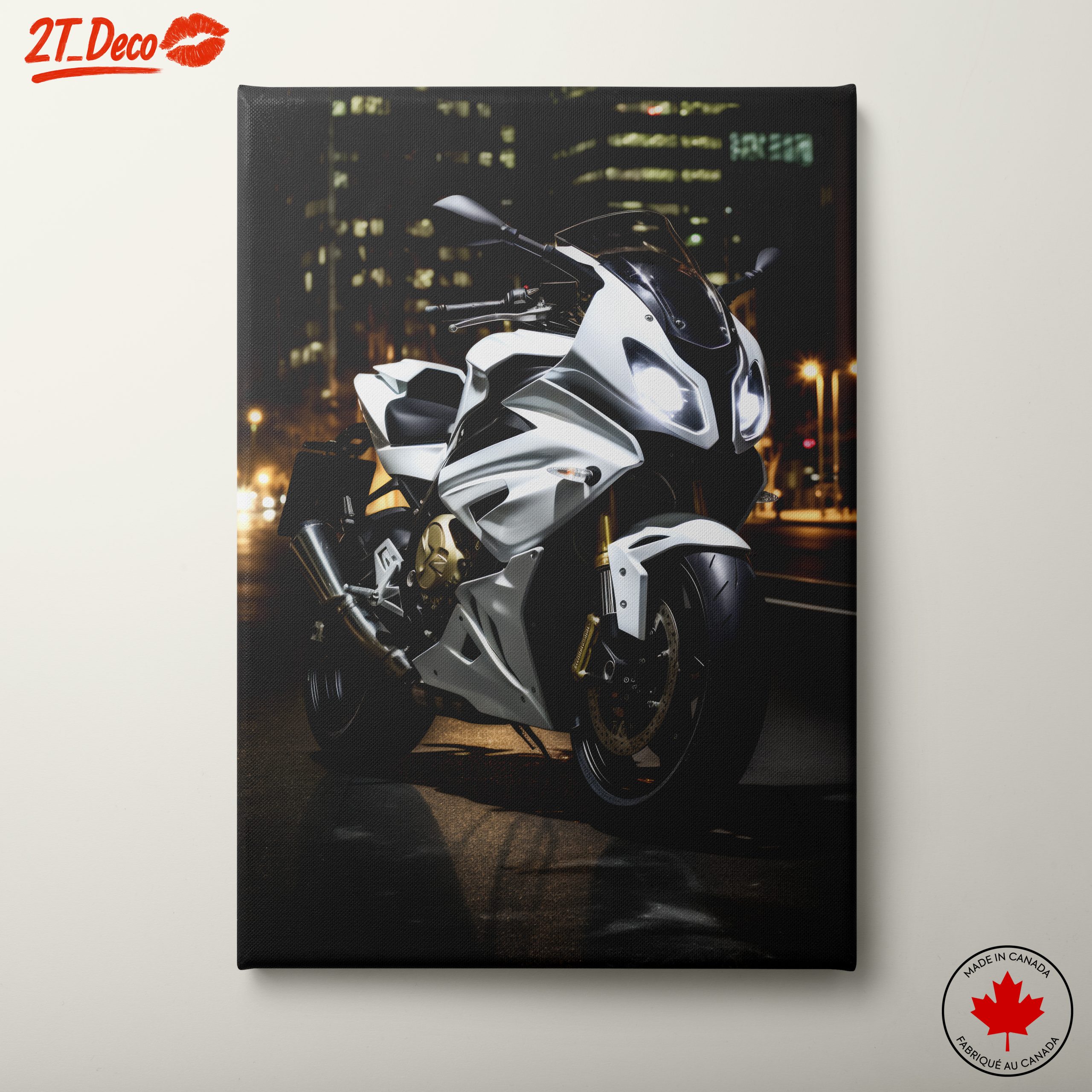 Sleek White Motorcycle at Night 2