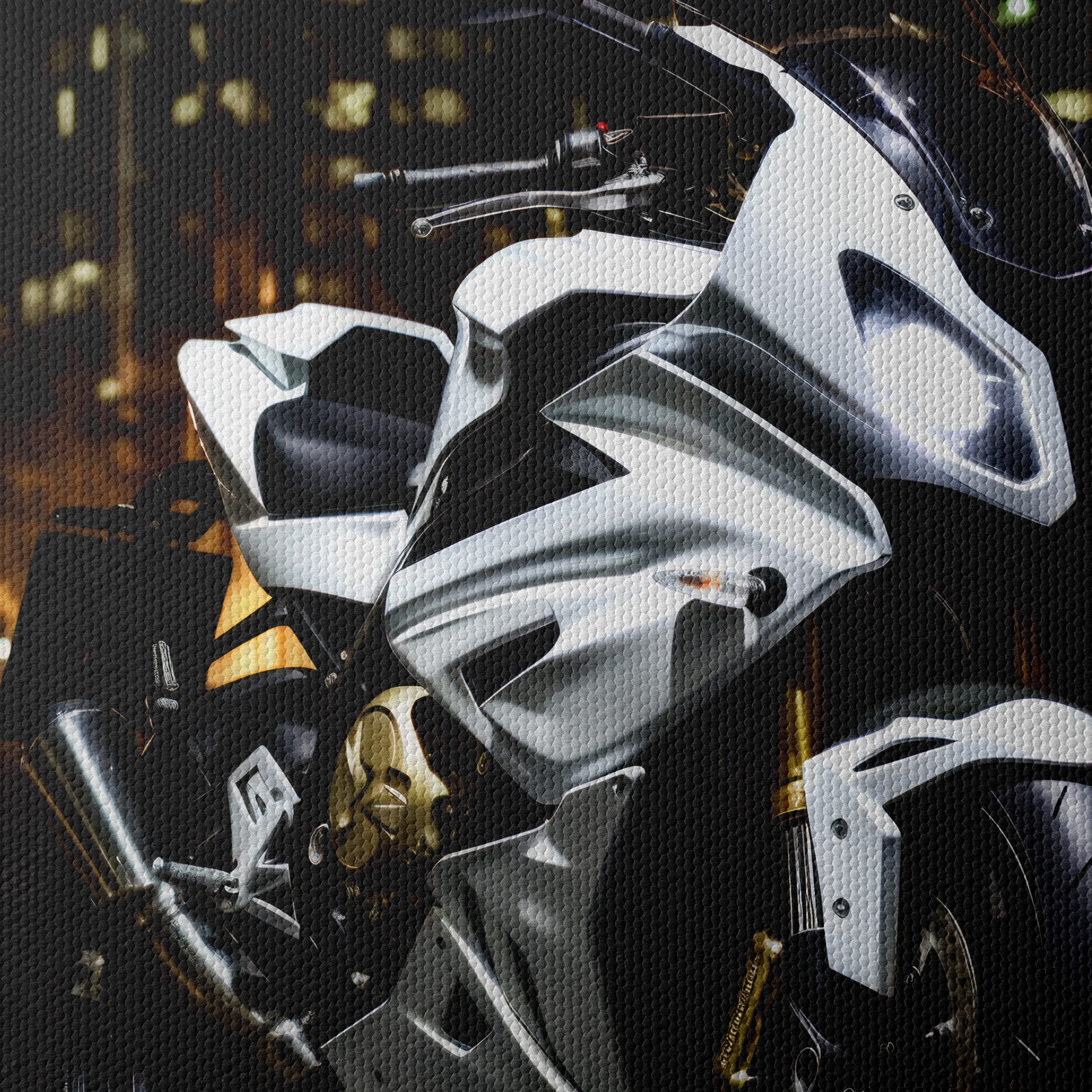 Sleek White Motorcycle at Night 2 - Image 4