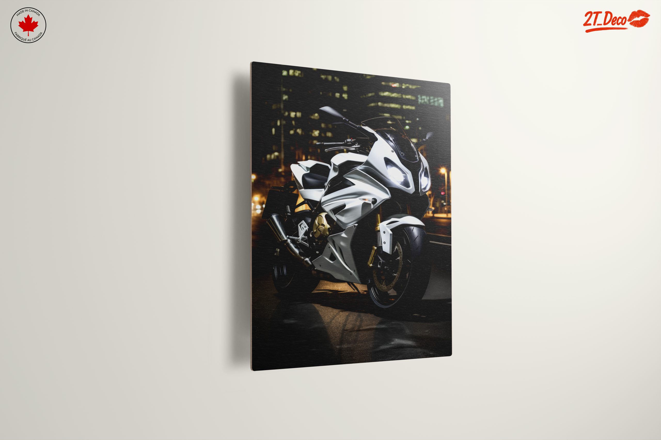 Sleek White Motorcycle at Night 2 - Image 13