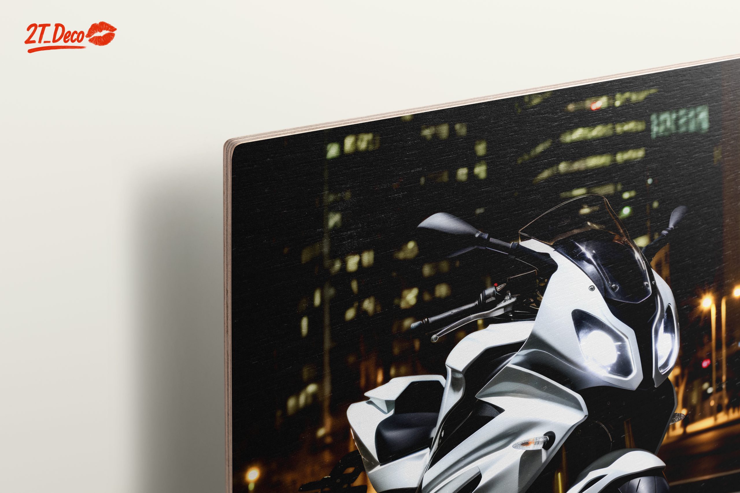 Sleek White Motorcycle at Night 2 - Image 15
