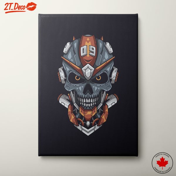 Stylized Robot Skull Doodle Art