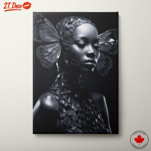 Sculptural Butterfly Woman in Elegant Black
