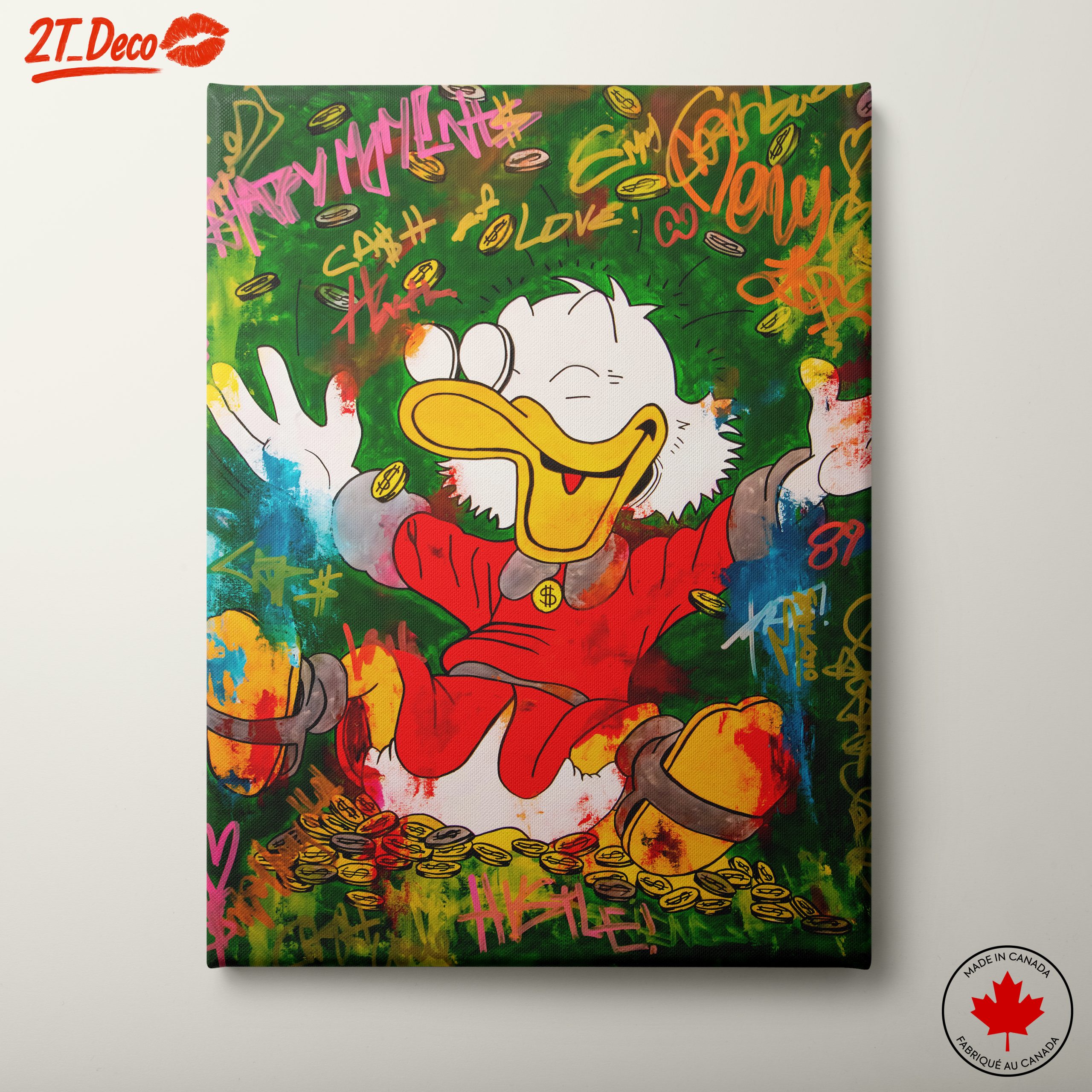Cheerful Cartoon Character Surrounded by Coins