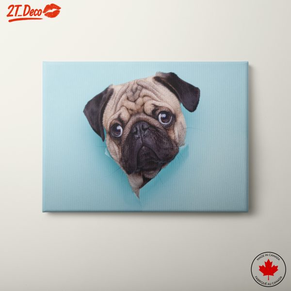 Cute Pug Dog Head Wall Art