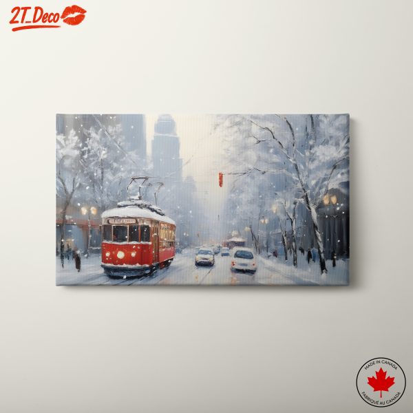 Winter City Tram Scene at Dusk