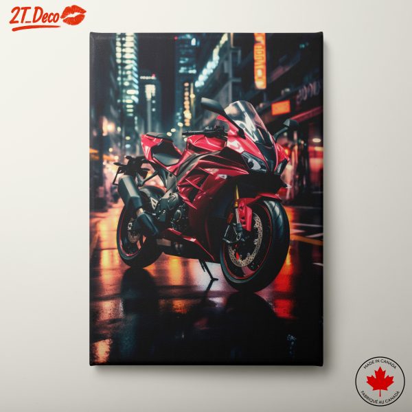 Red Sport Motorcycle in Urban Setting