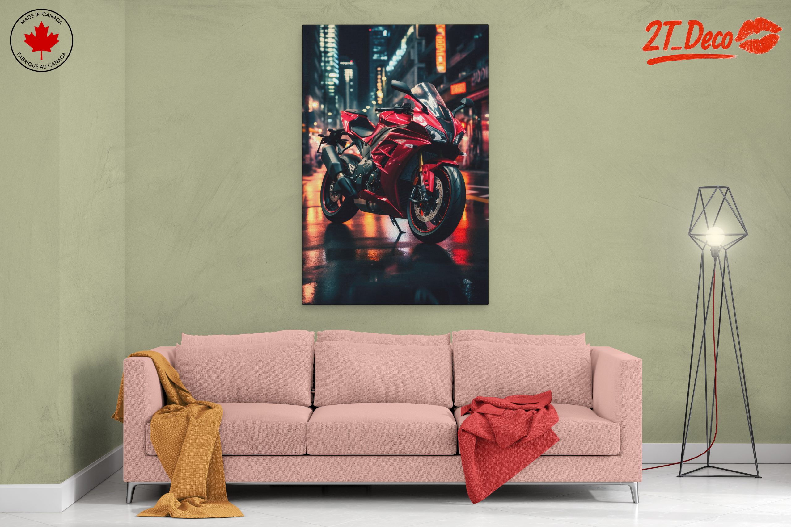 Red Sport Motorcycle in Urban Setting - Image 2