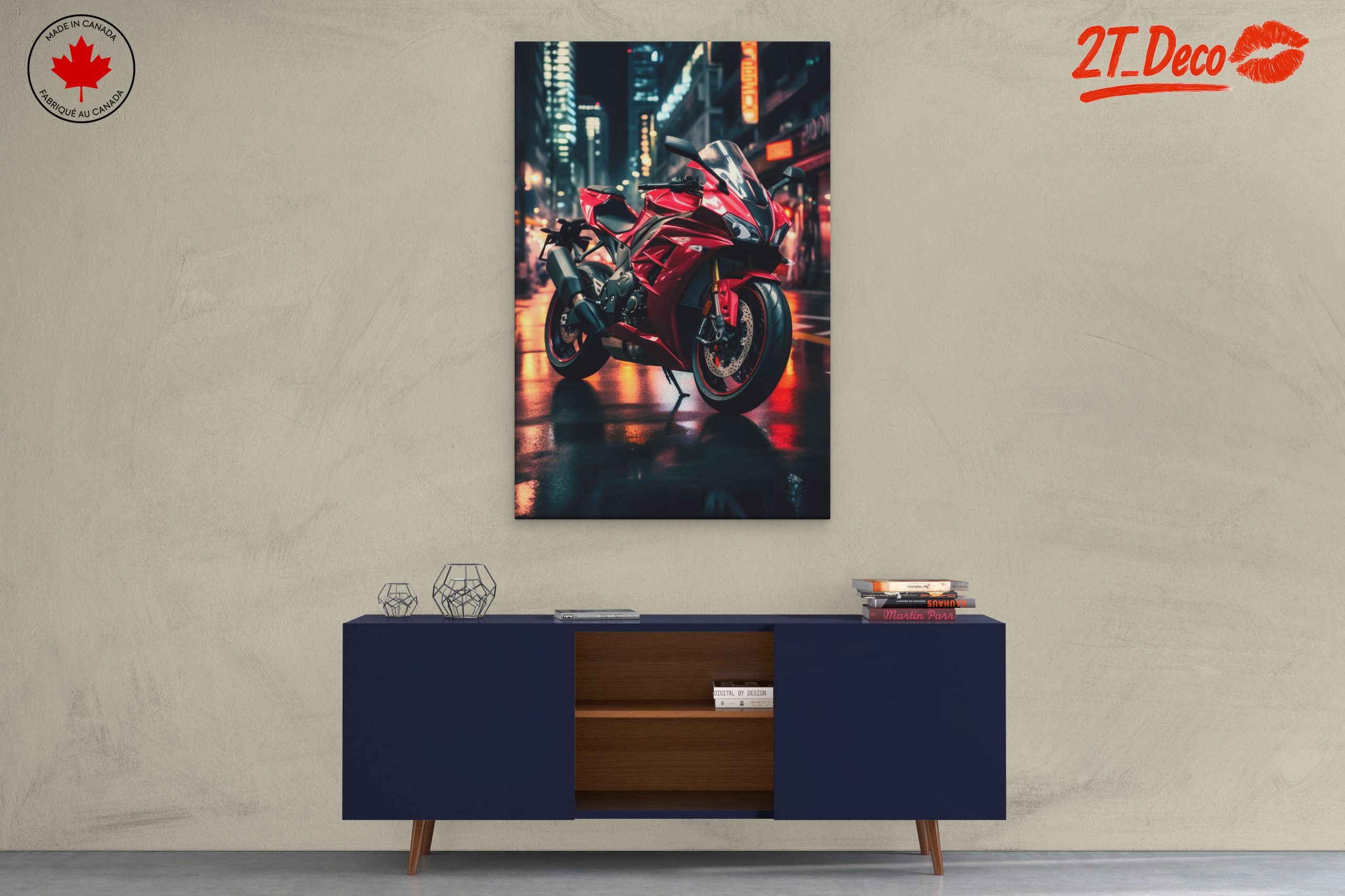 Red Sport Motorcycle in Urban Setting - Image 3