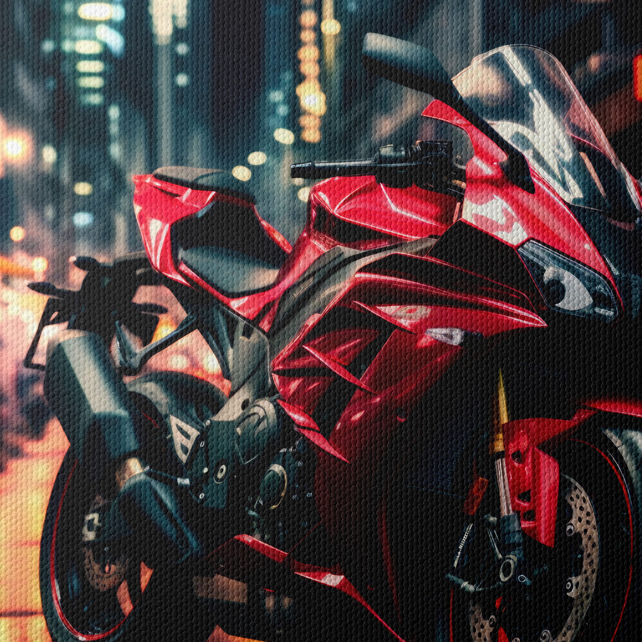 Red Sport Motorcycle in Urban Setting - Image 4