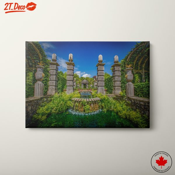 Serene Garden Landscape with Fountain