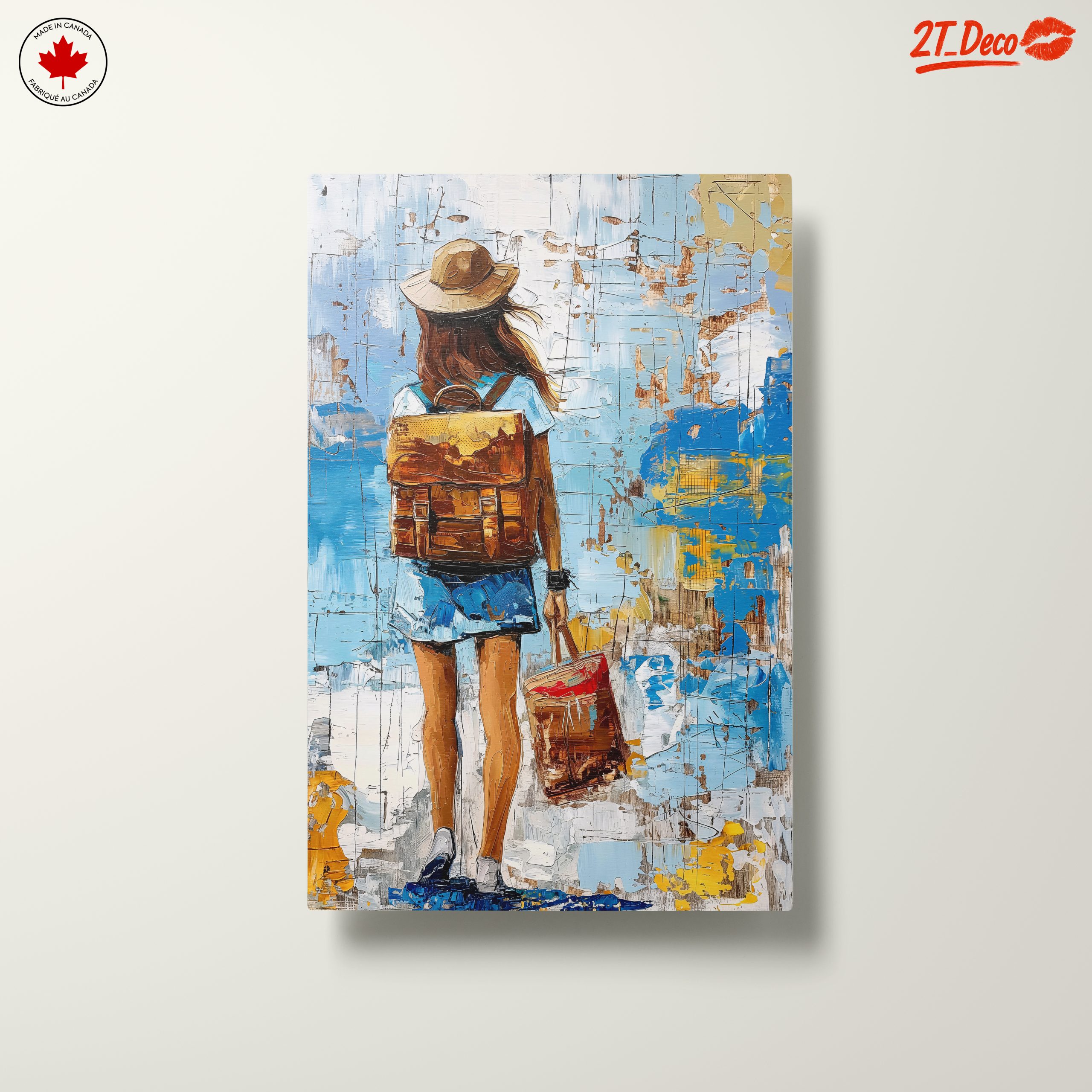 Woman with Backpack Against Colorful Background - Image 10