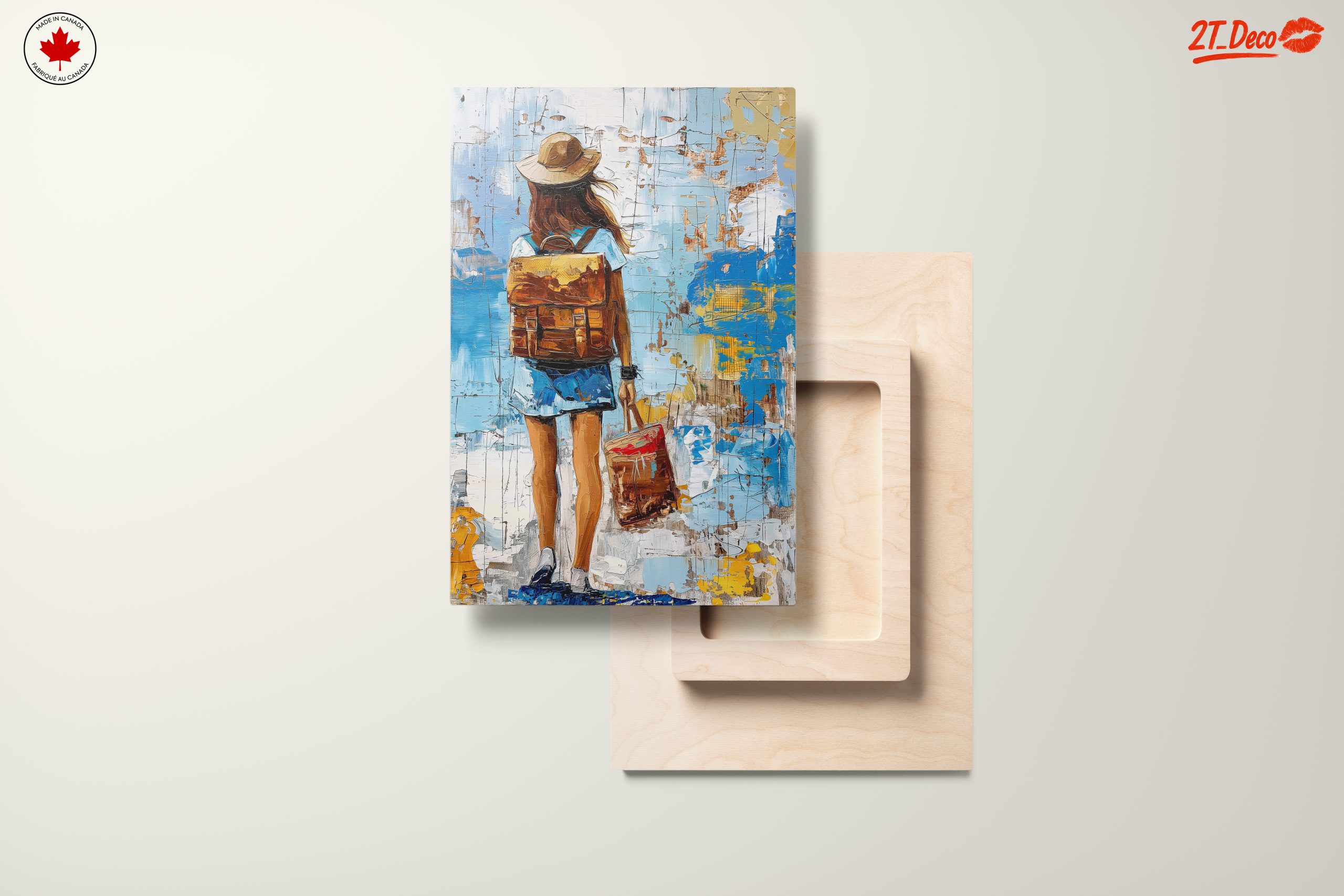 Woman with Backpack Against Colorful Background - Image 11