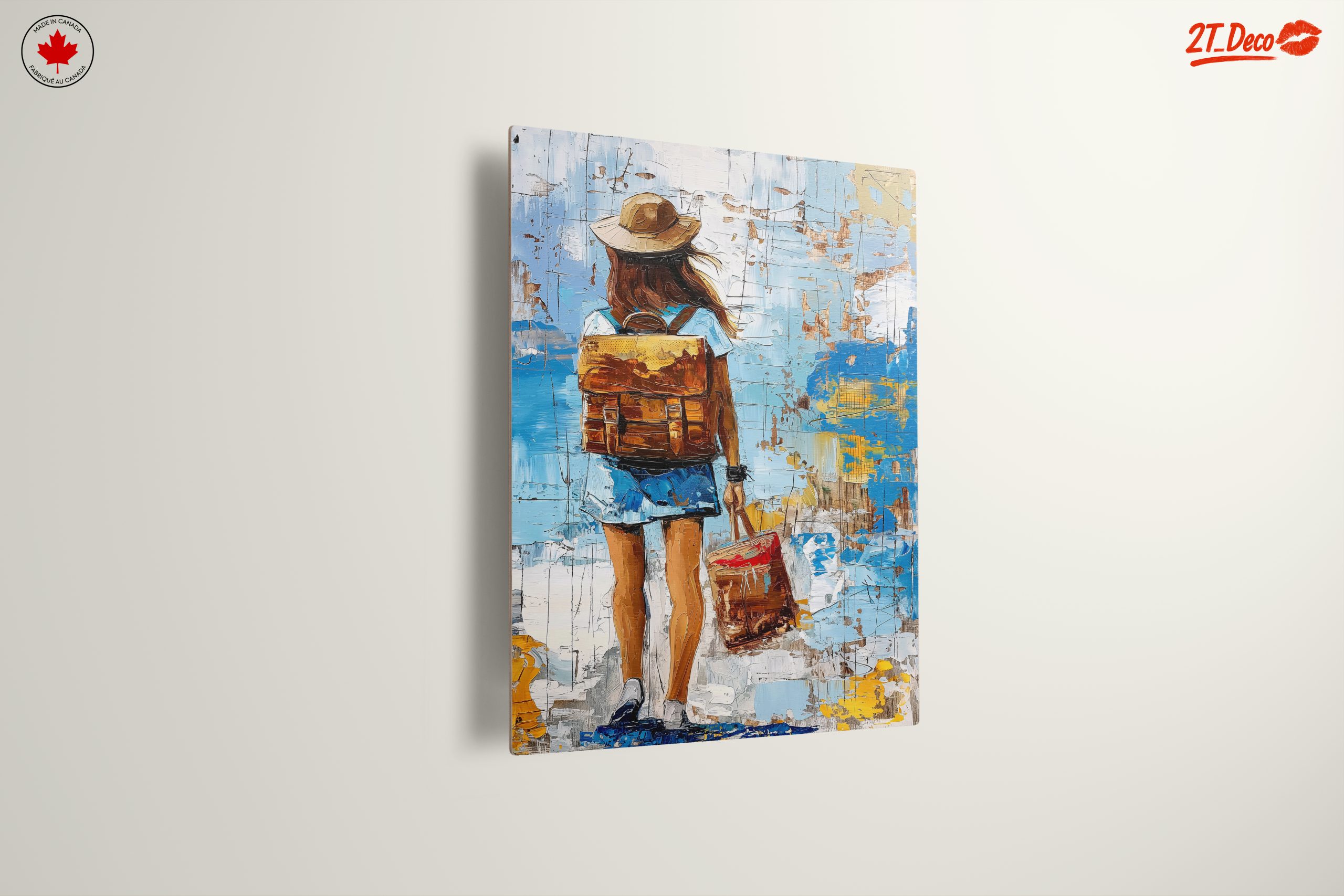Woman with Backpack Against Colorful Background - Image 13