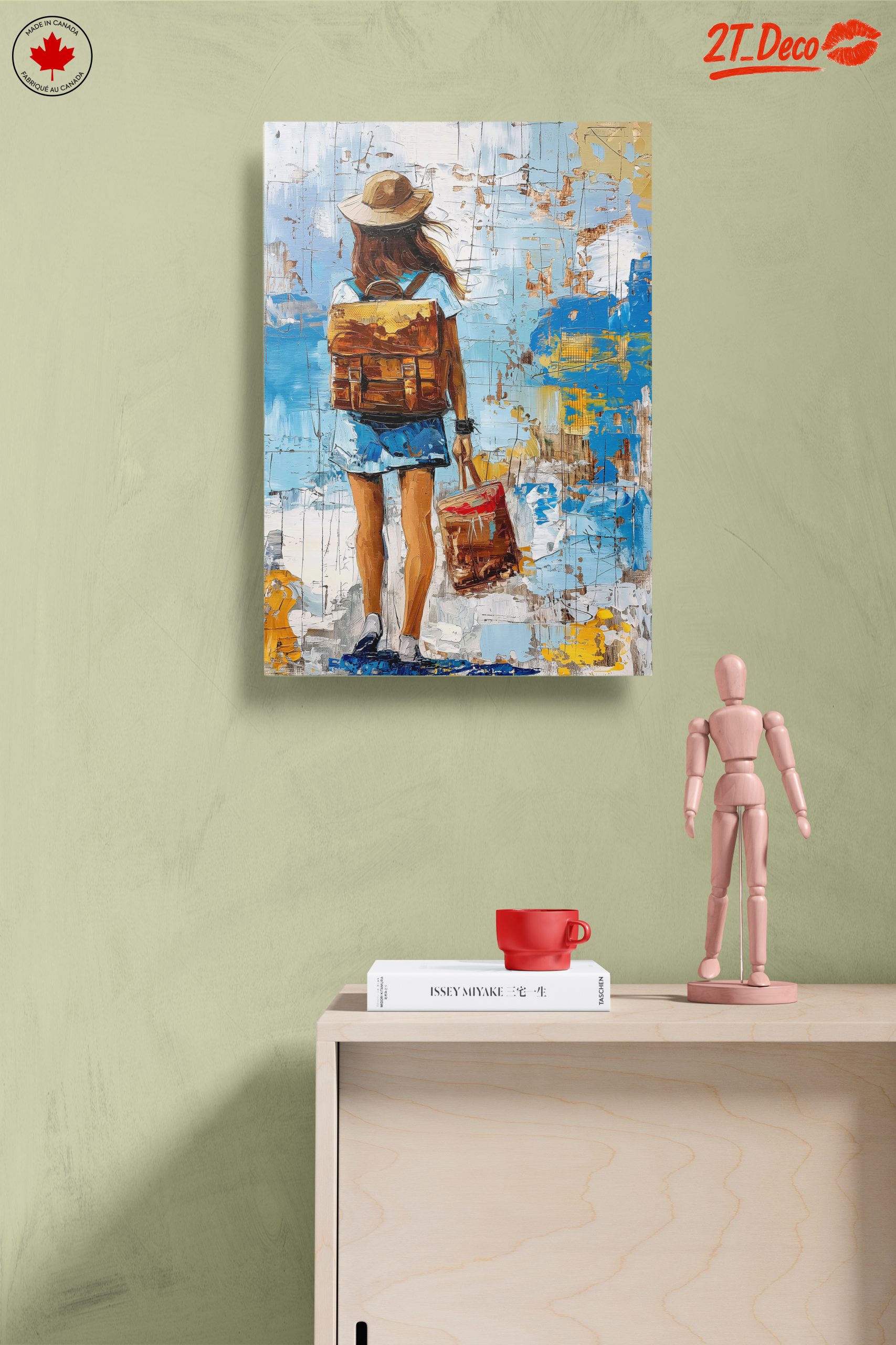 Woman with Backpack Against Colorful Background - Image 14