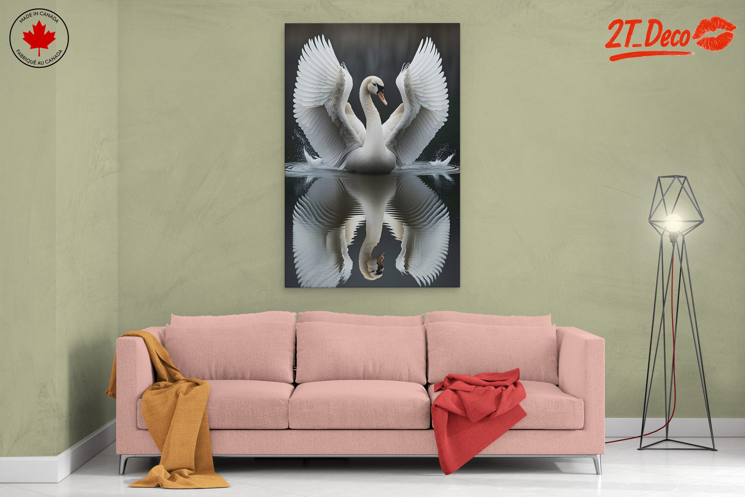 Elegant Swan with Wings Spread - Image 2
