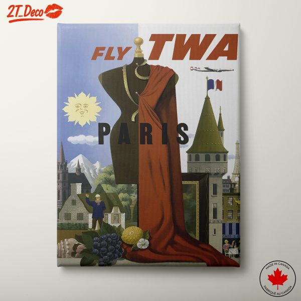 Fly TWA Paris Vintage Travel Poster