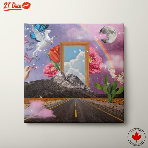 Magical Landscape with Unicorn and Flowers