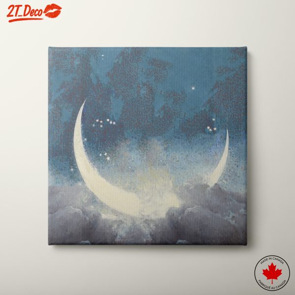 Dreamy Crescent Moon Against Starry Night