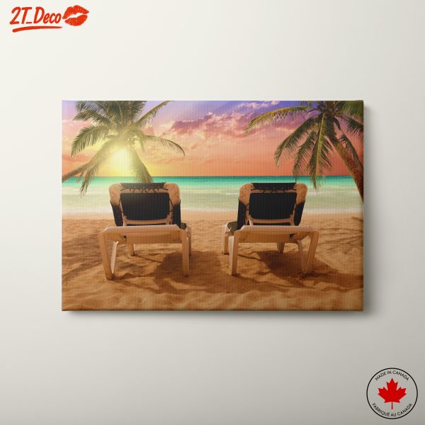 Coastal Beach Sunset with Palm Trees