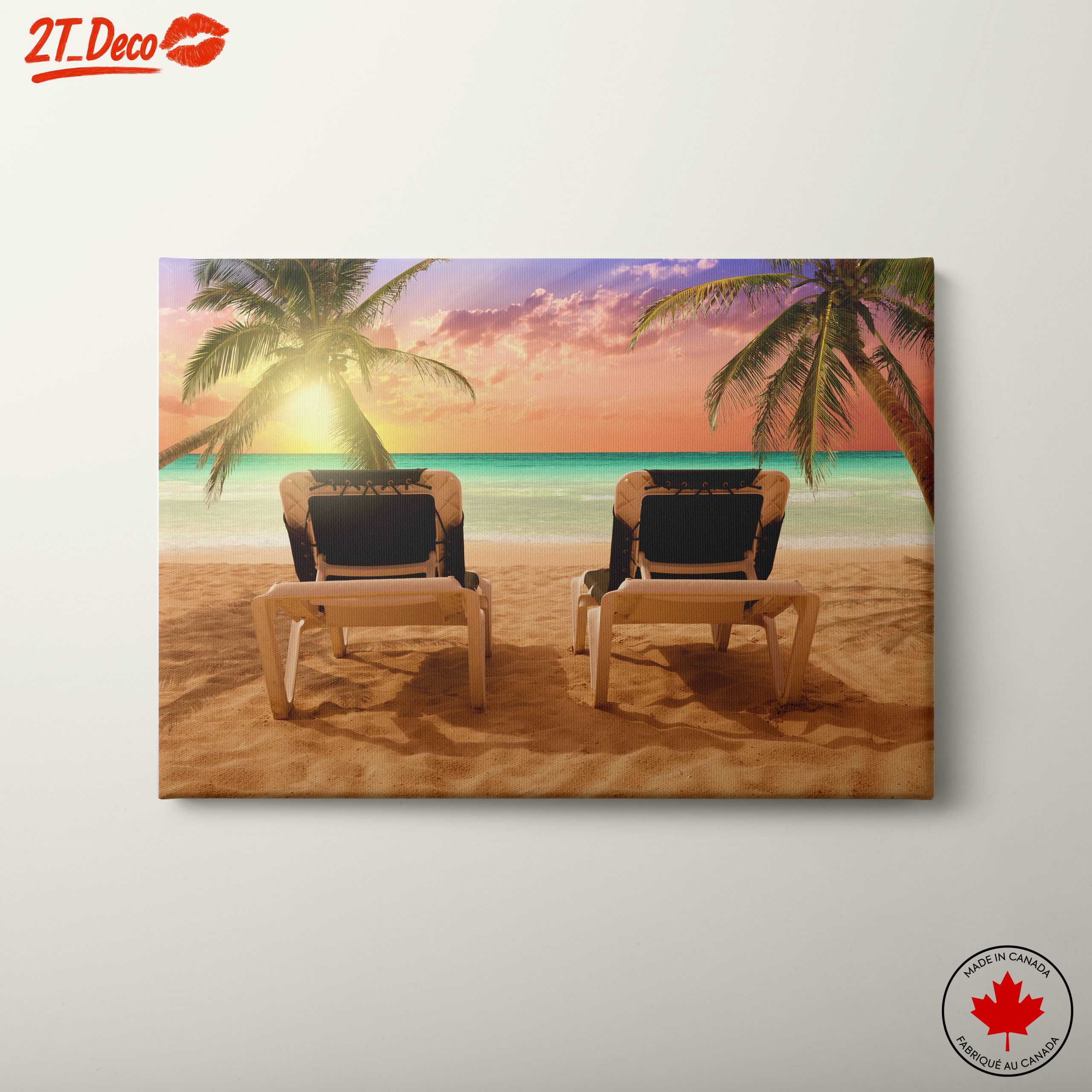 Coastal Beach Sunset with Palm Trees