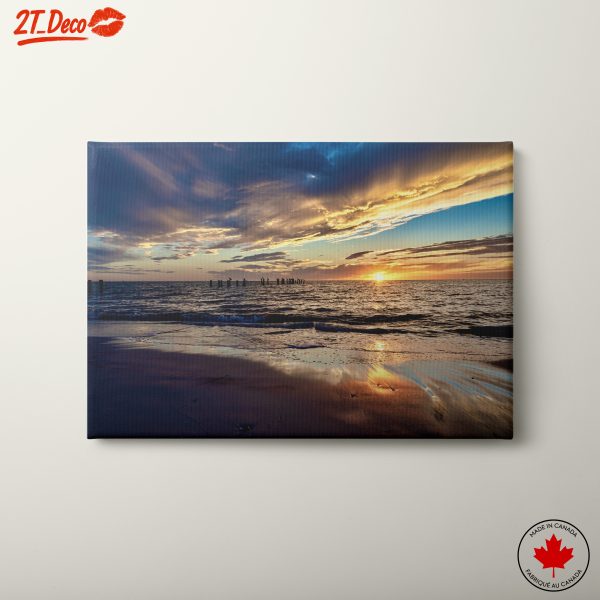Serene Beach Sunset with Reflective Water