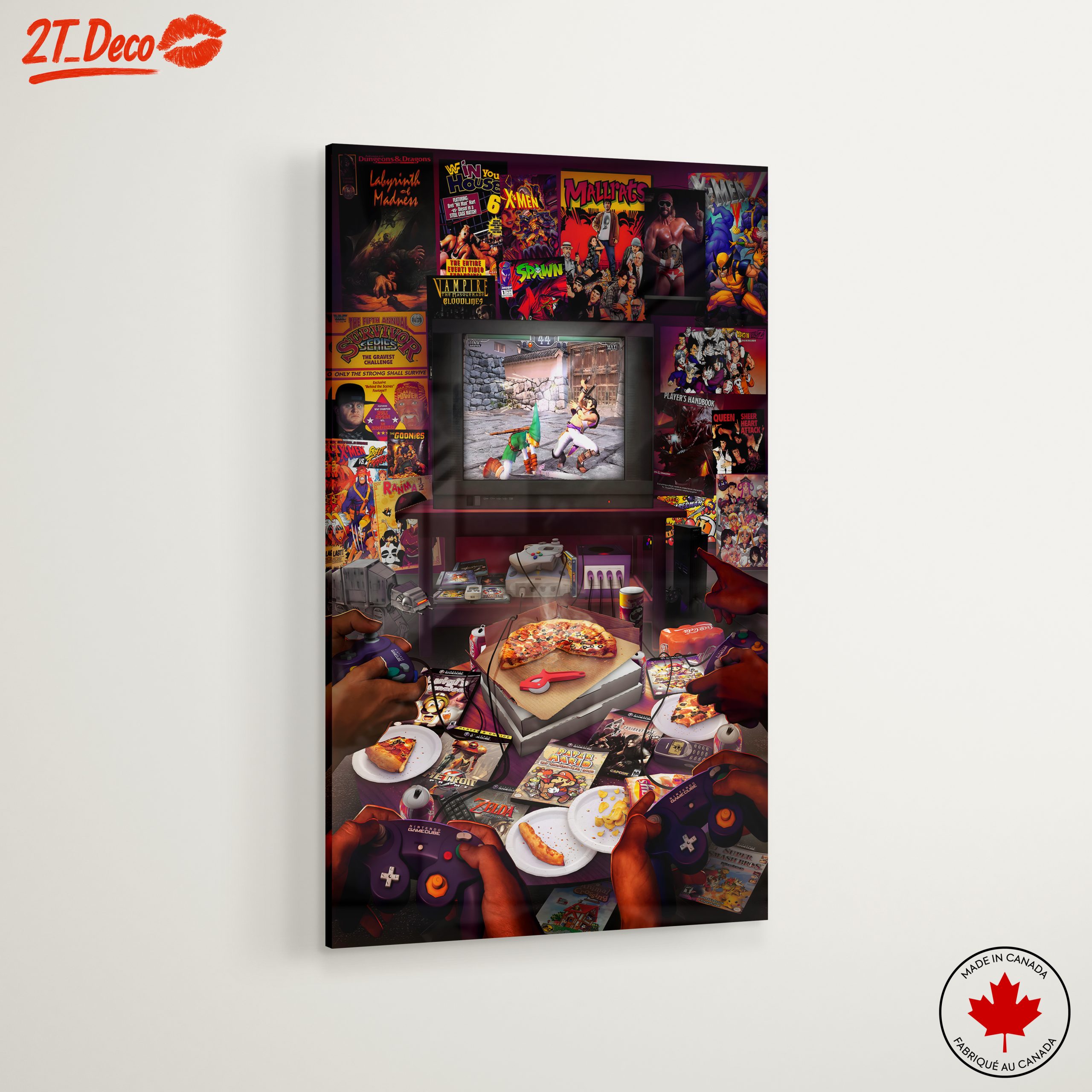 Retro Gaming Scene with Pizza and Consoles - Image 6