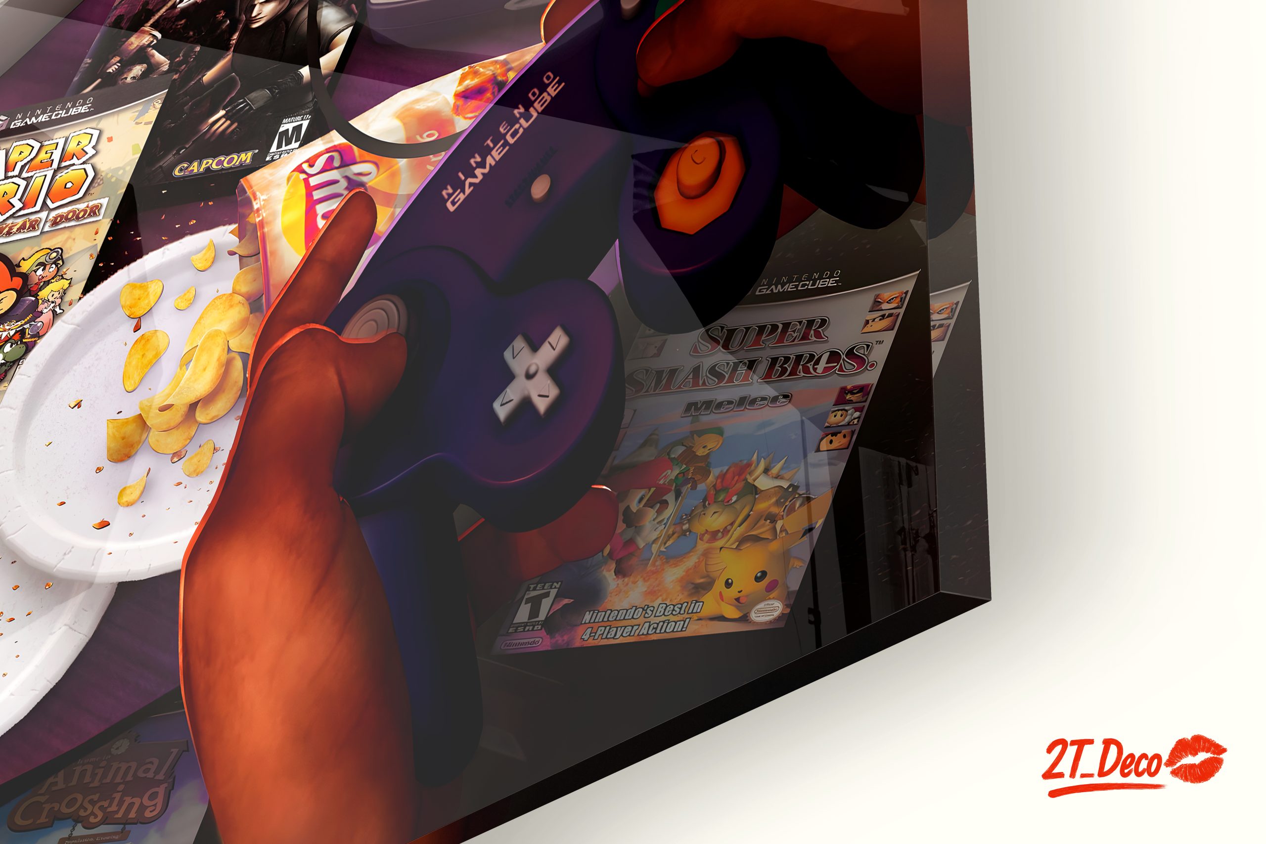 Retro Gaming Scene with Pizza and Consoles - Image 9