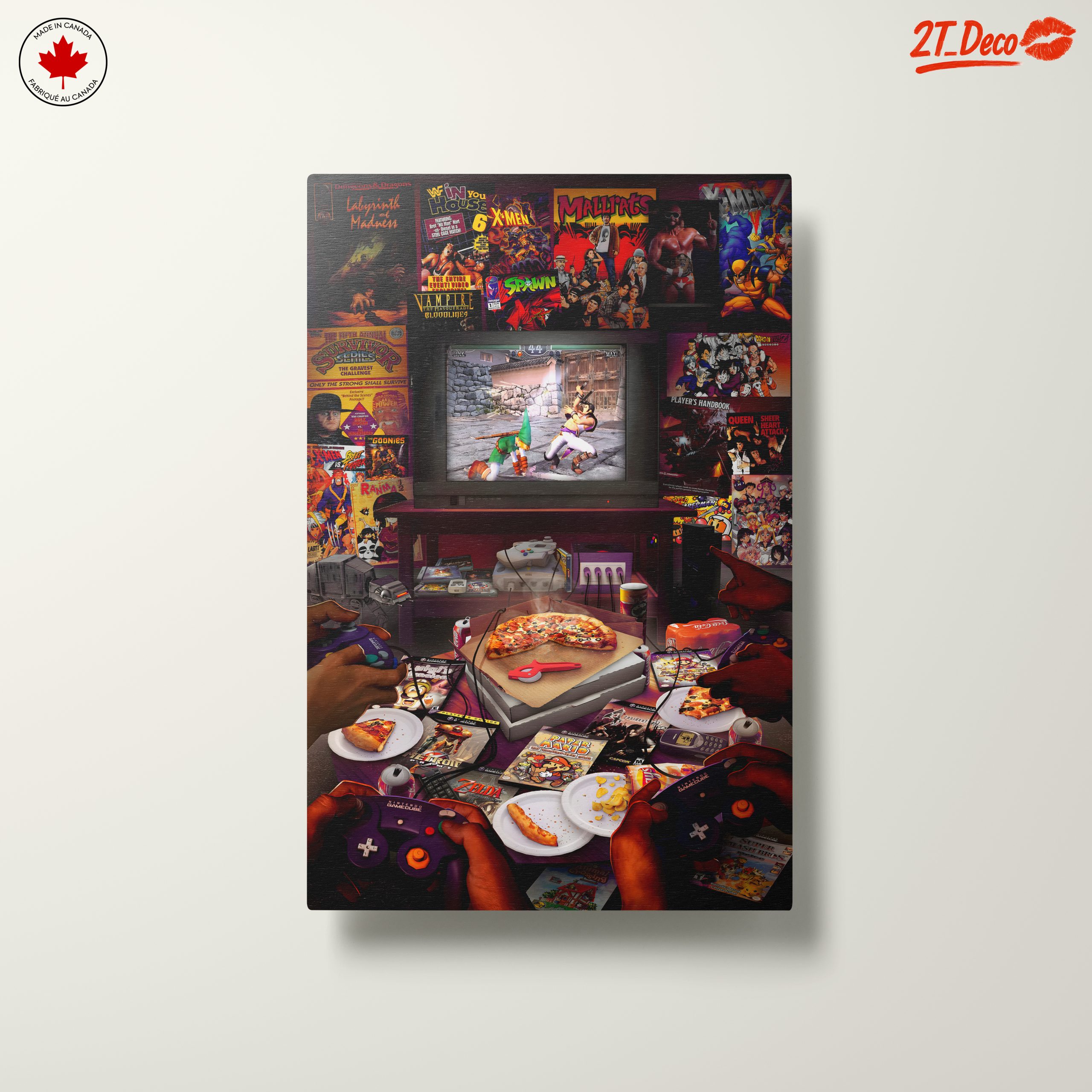 Retro Gaming Scene with Pizza and Consoles - Image 10