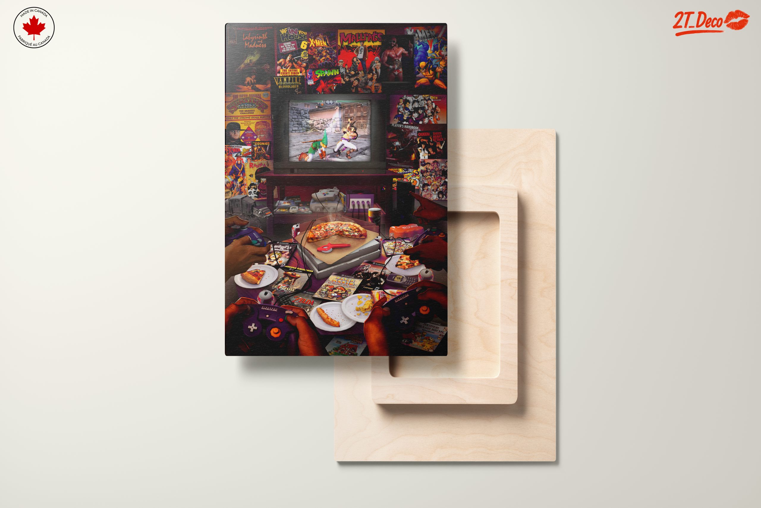 Retro Gaming Scene with Pizza and Consoles - Image 11