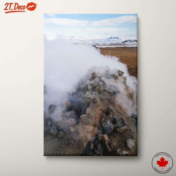 Geothermal Landscape with Steam and Rocks