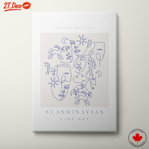 Scandinavian Style Line Art of Faces