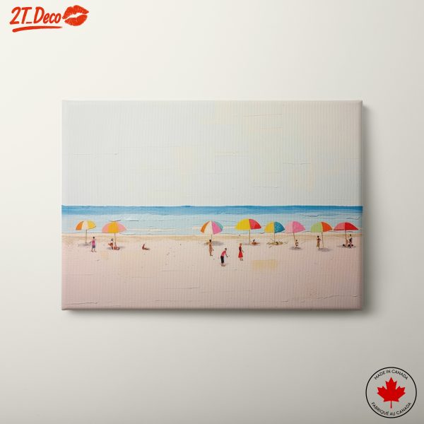 Colorful Beach Scene with Umbrellas 2