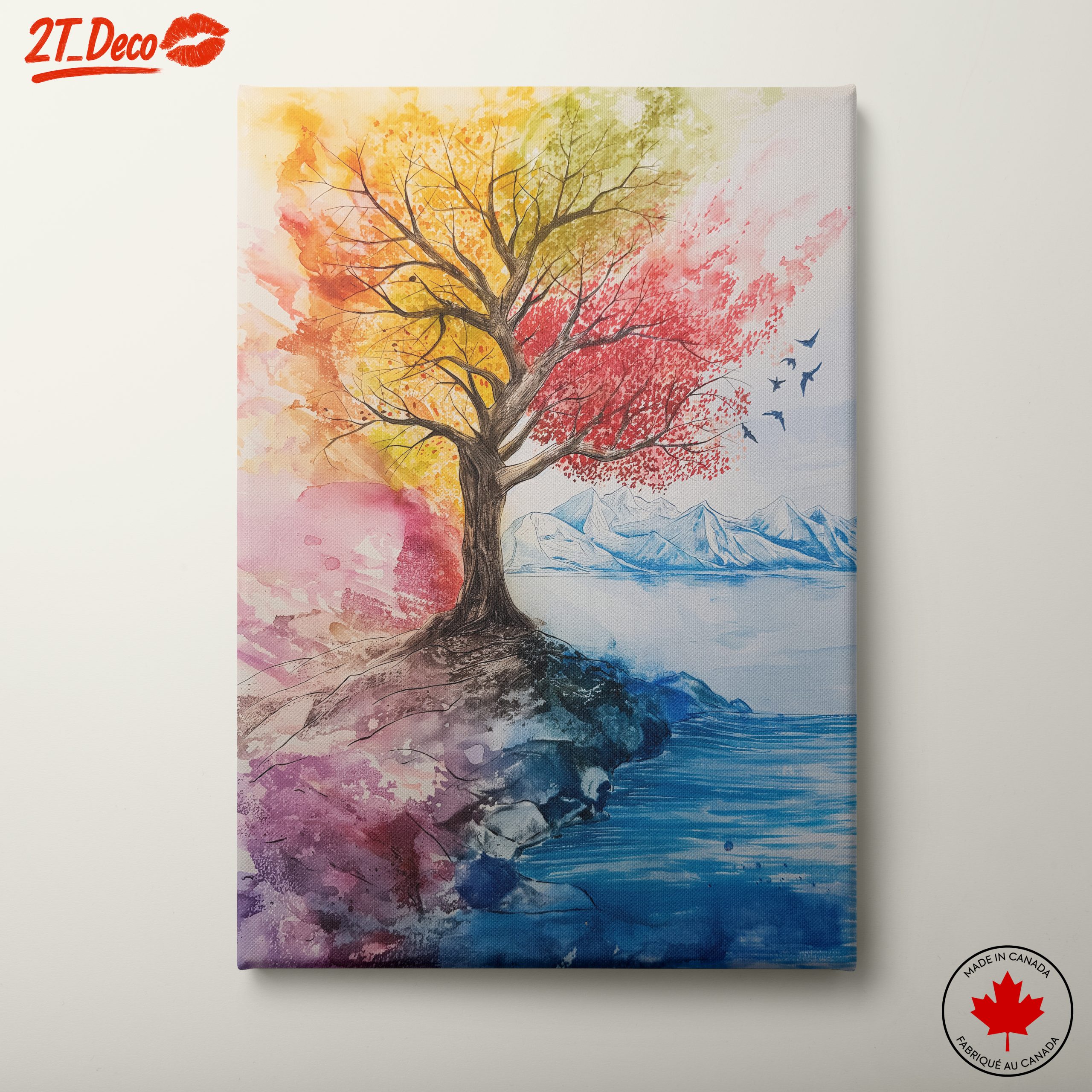Vibrant Autumn Landscape with Colorful Tree