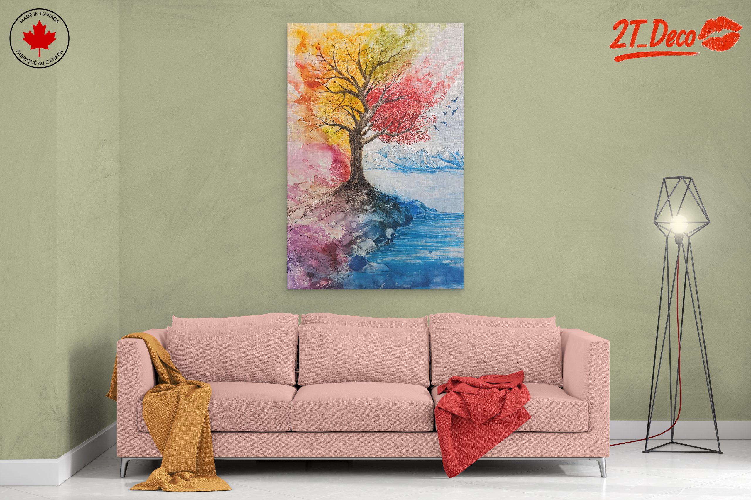 Vibrant Autumn Landscape with Colorful Tree - Image 2