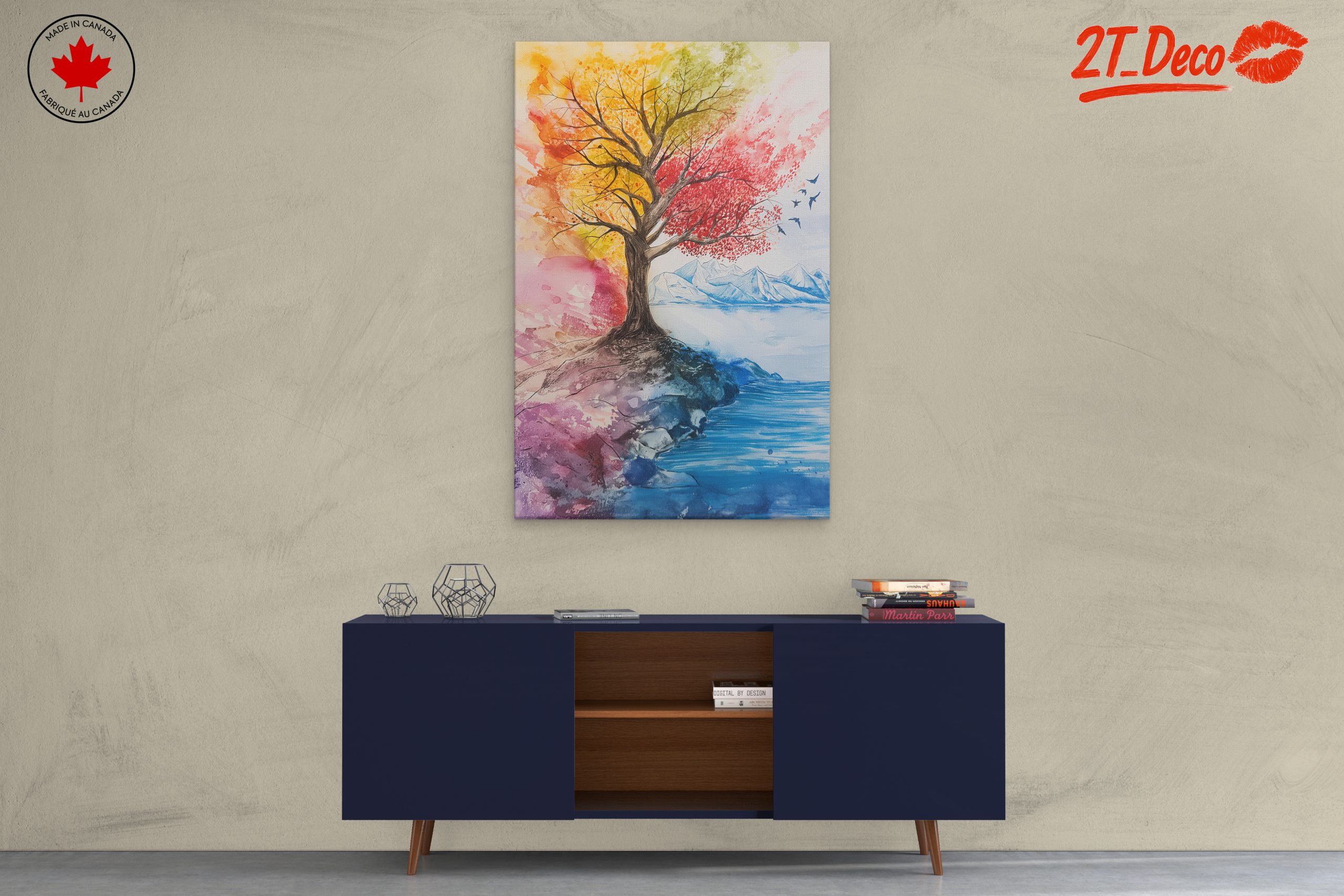 Vibrant Autumn Landscape with Colorful Tree - Image 3