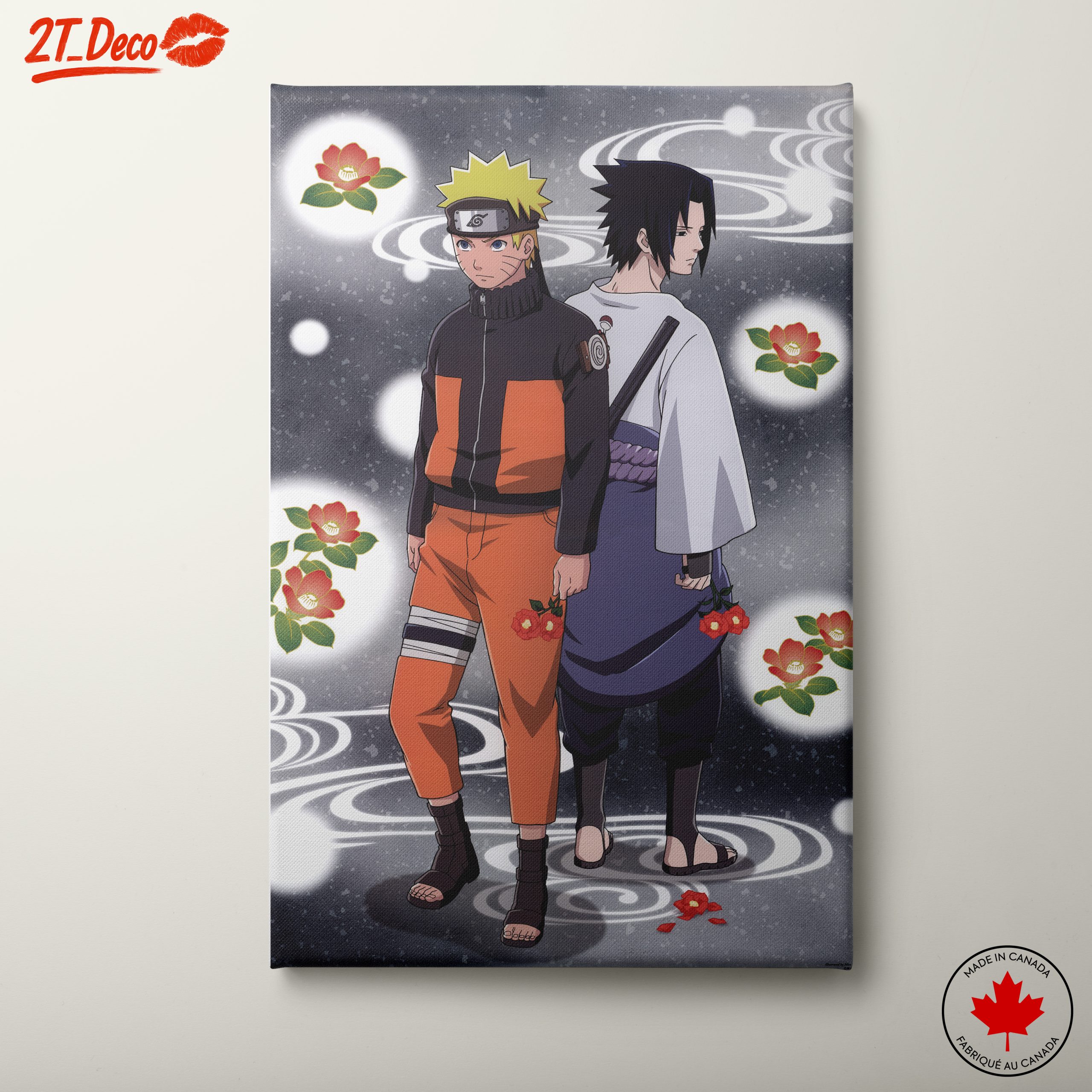 Naruto and Sasuke Surrounded by Flowers