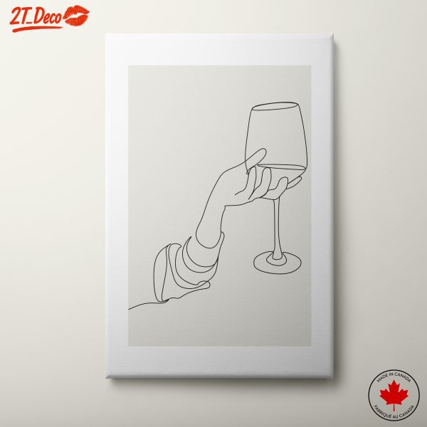 Elegant Hand Holding a Glass Line Art