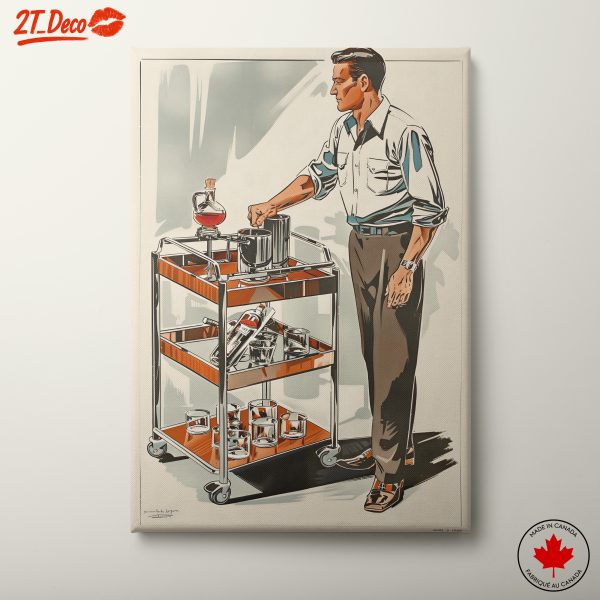 Stylish Mid-Century Bar Cart Artwork