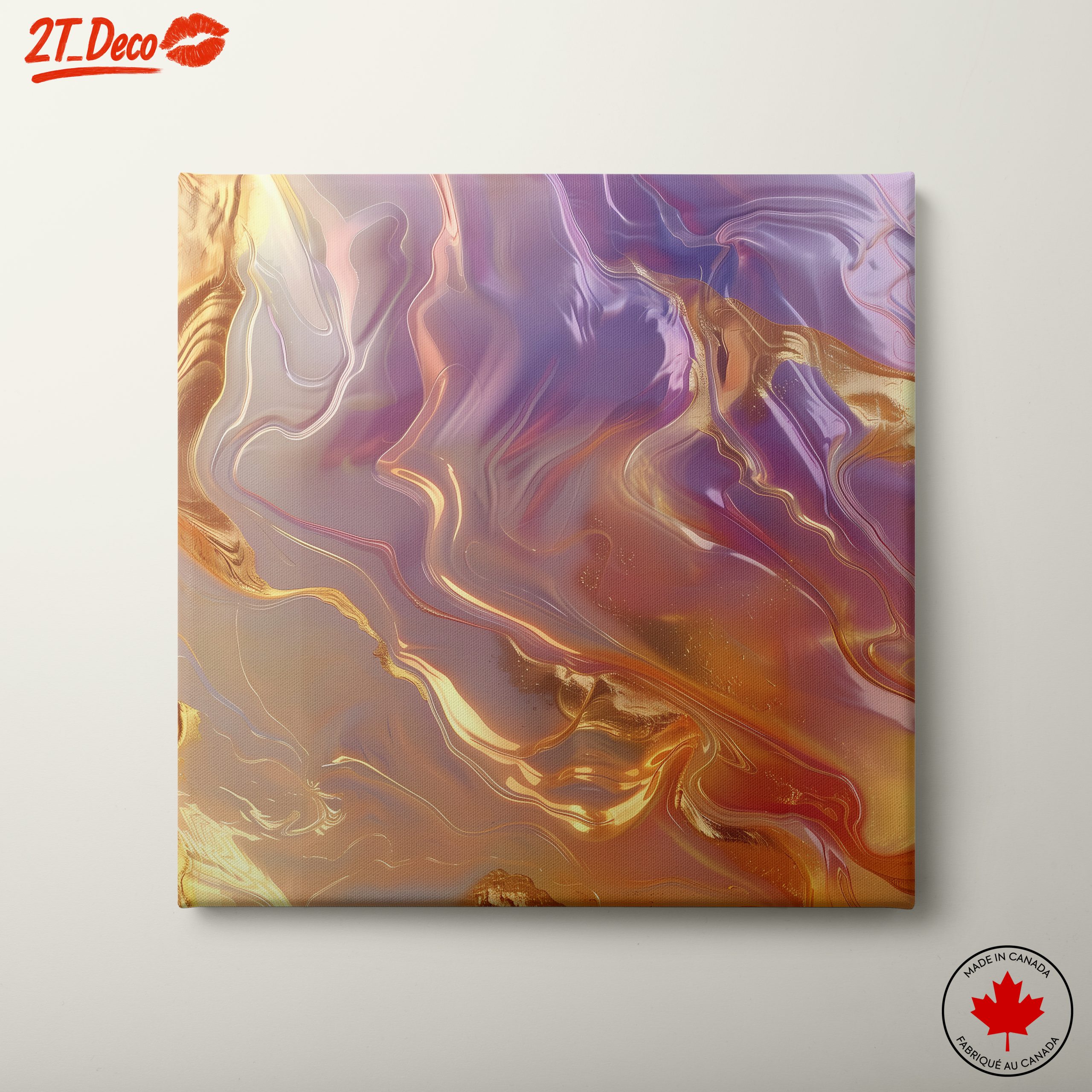 Vibrant Abstract Swirls in Gold and Purple