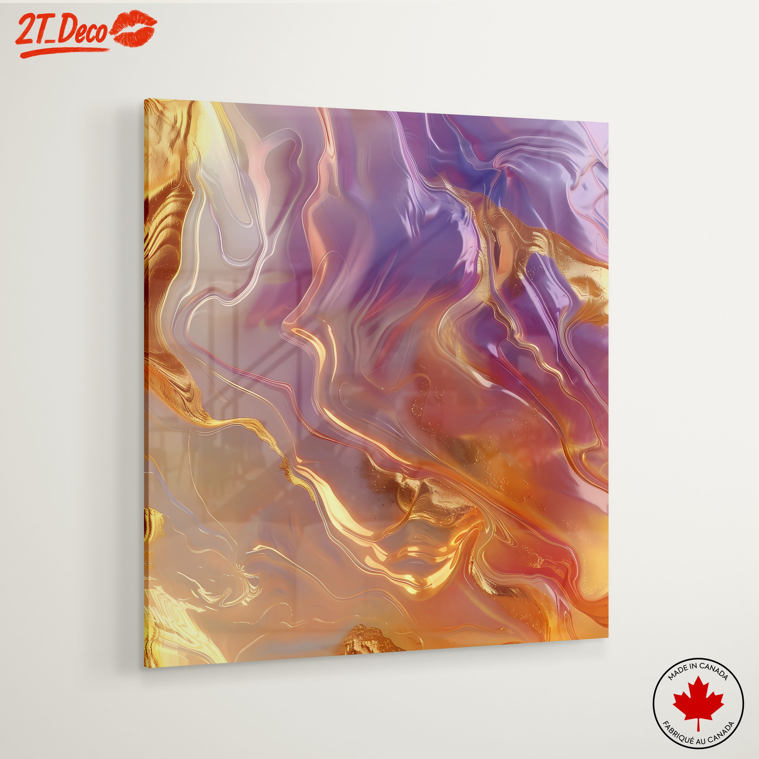 Vibrant Abstract Swirls in Gold and Purple - Image 6