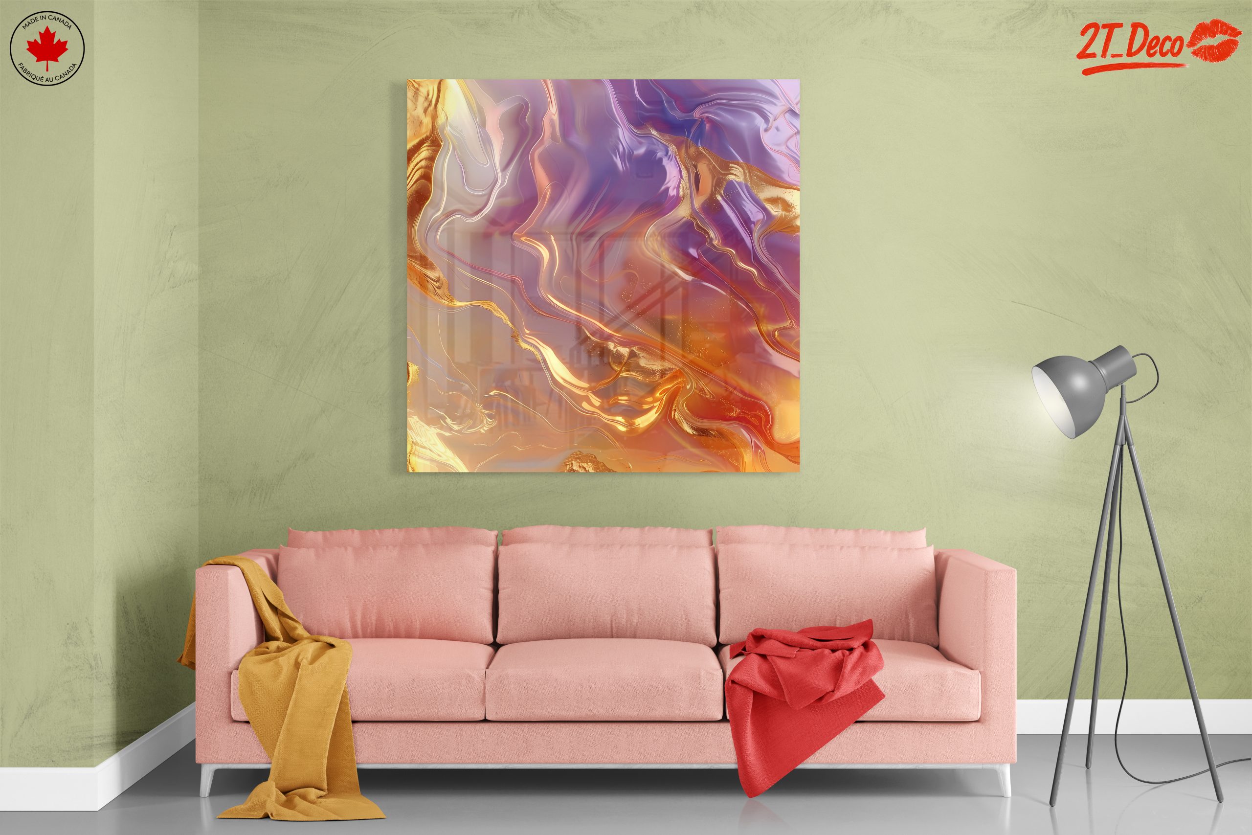 Vibrant Abstract Swirls in Gold and Purple - Image 7