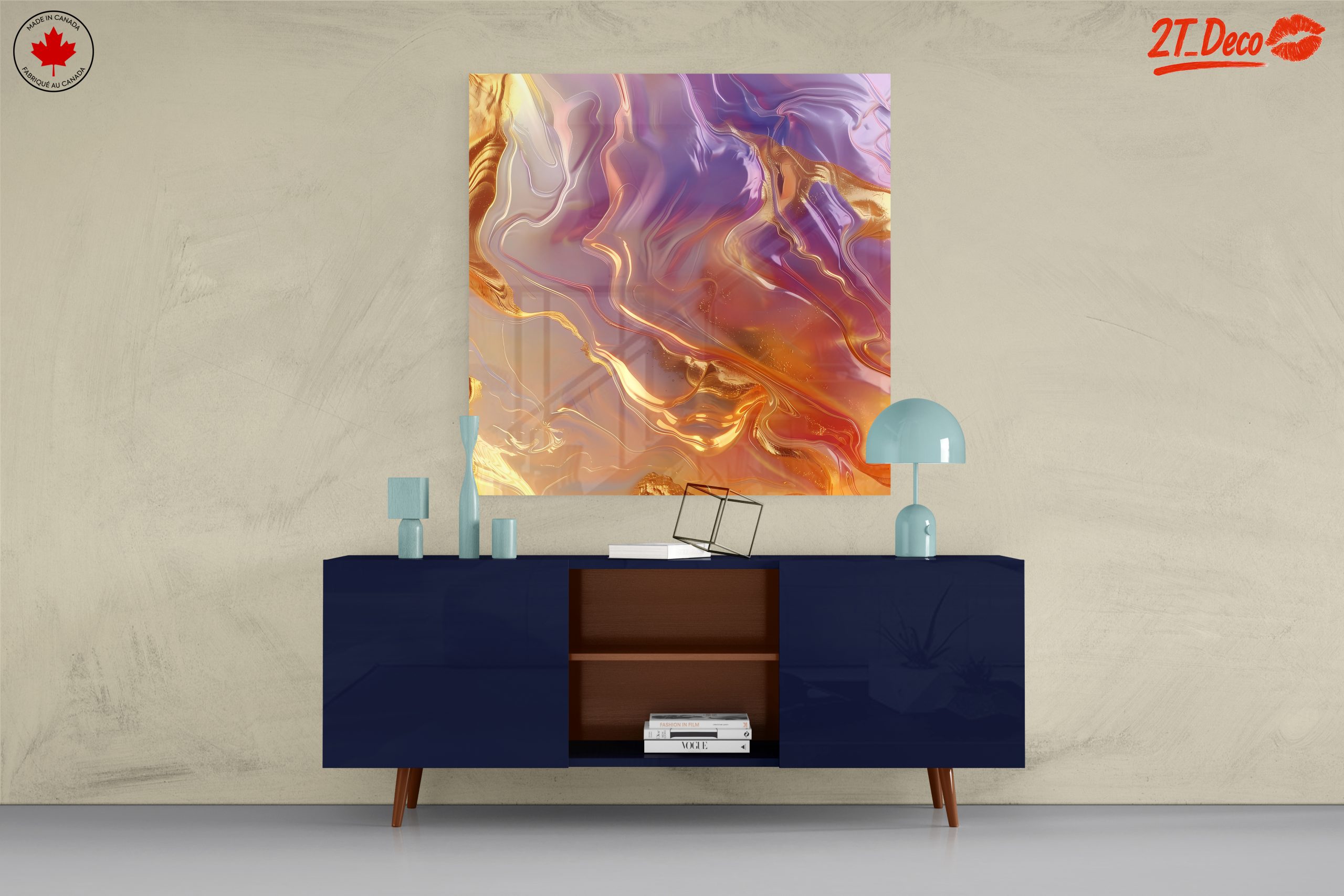 Vibrant Abstract Swirls in Gold and Purple - Image 8