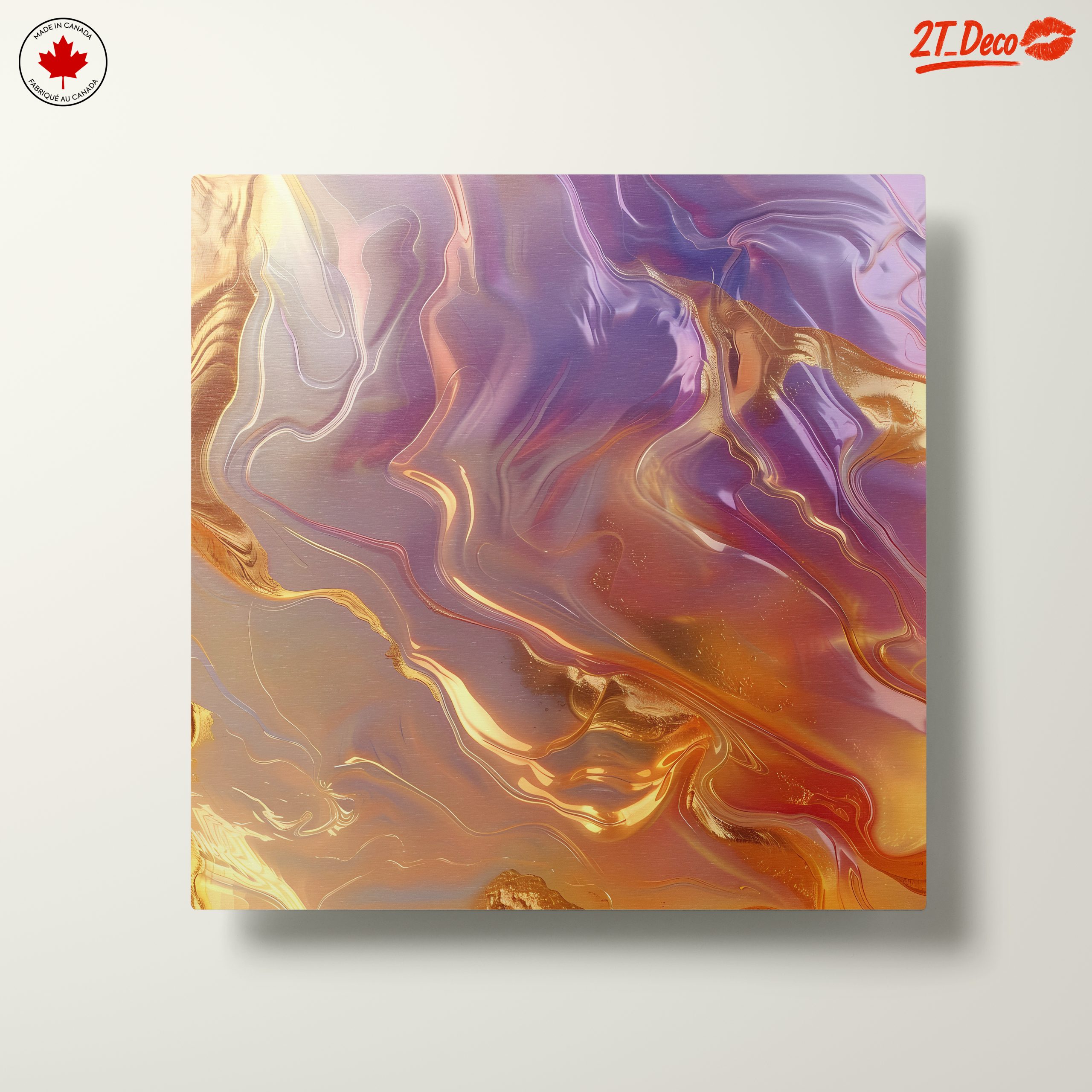 Vibrant Abstract Swirls in Gold and Purple - Image 10