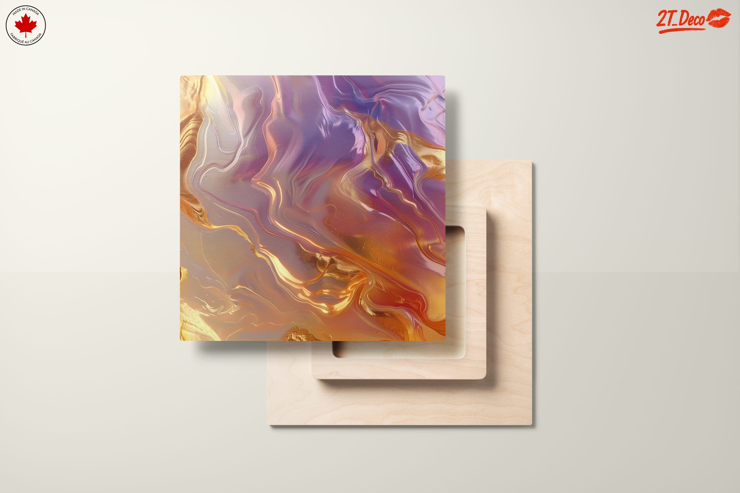 Vibrant Abstract Swirls in Gold and Purple - Image 11