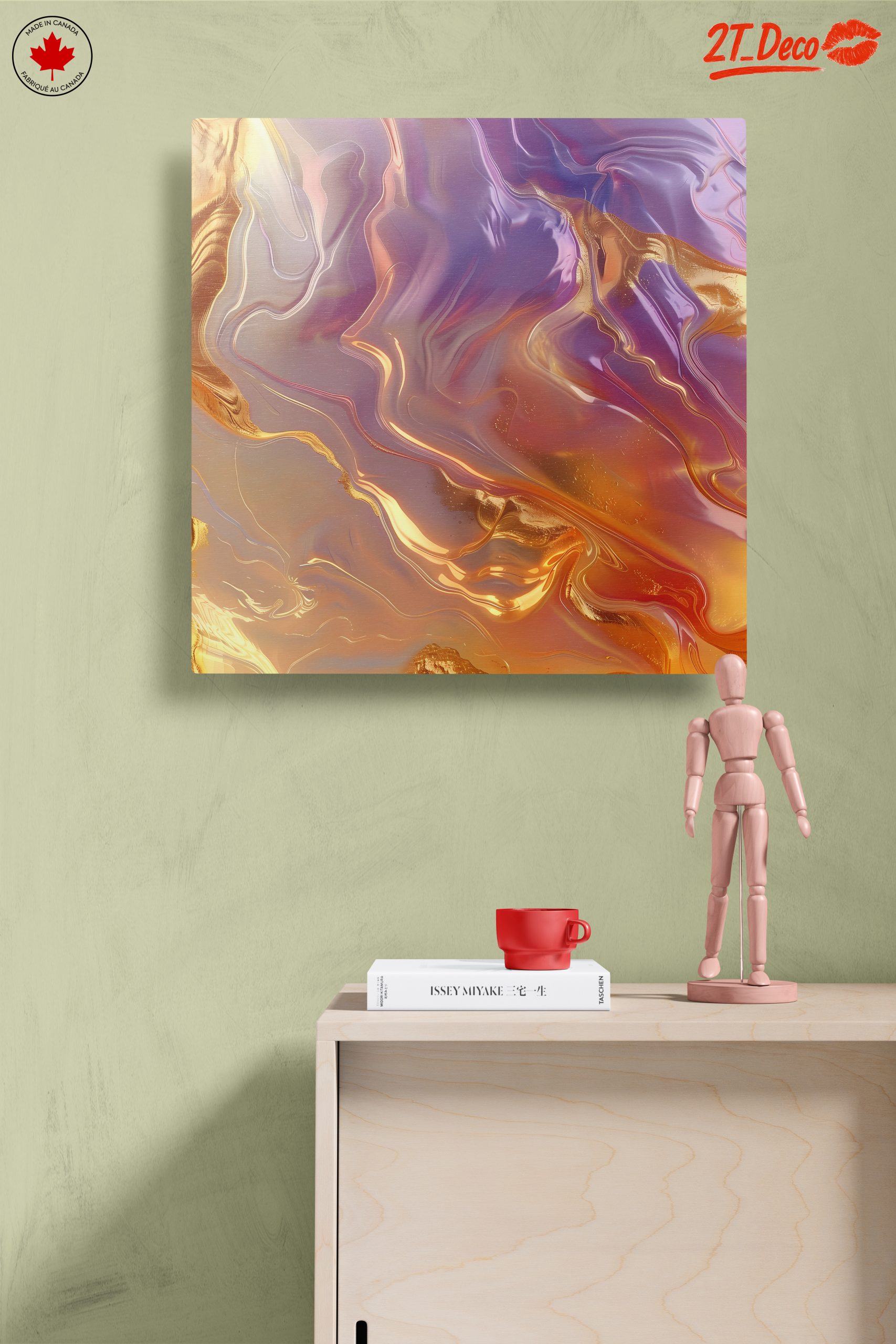 Vibrant Abstract Swirls in Gold and Purple - Image 14