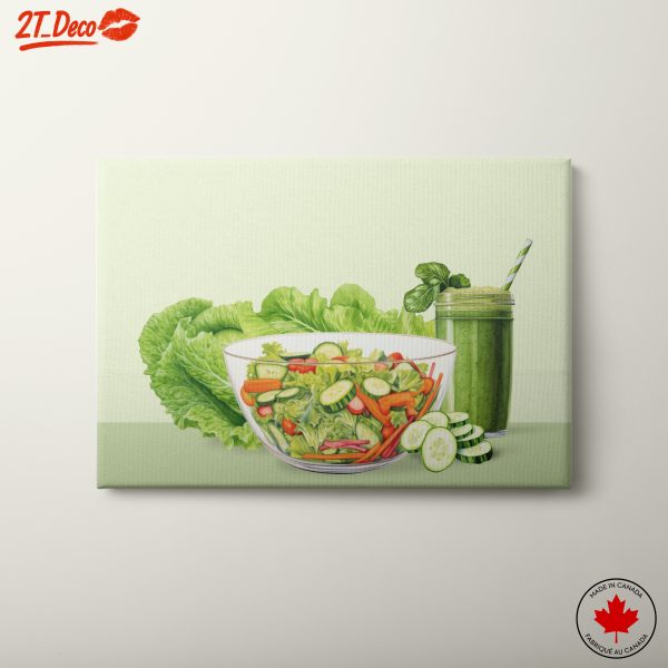 Vibrant Abstract Food Art Featuring Salad and Smoothie