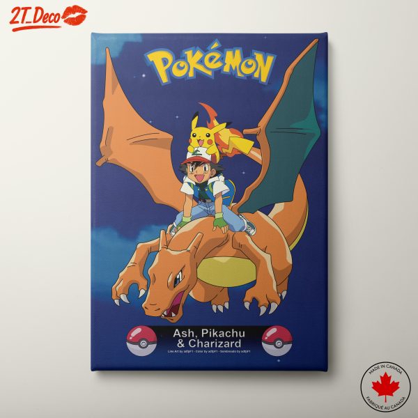 Ash and Charizard Flying Together in Pokémon Art