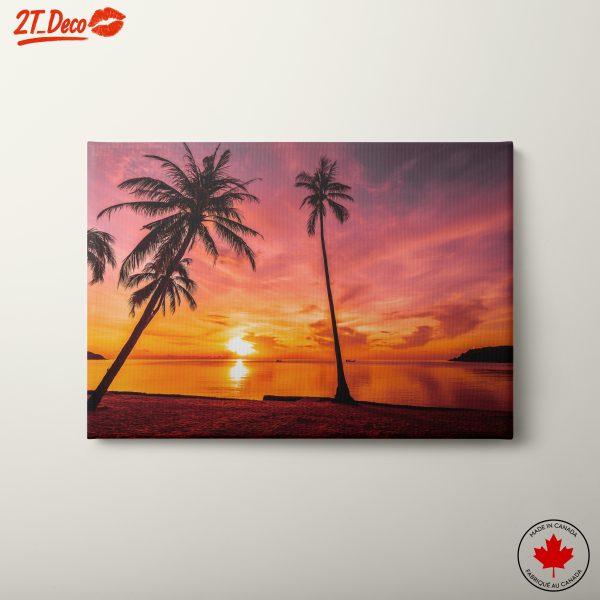 Vibrant Beach Sunset with Palms