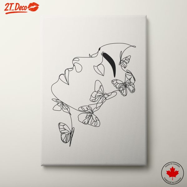 Minimalist Female Face and Butterfly Art